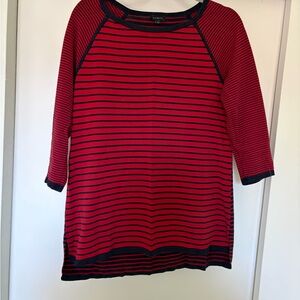 Talbots Red and Navy Striped Sweater